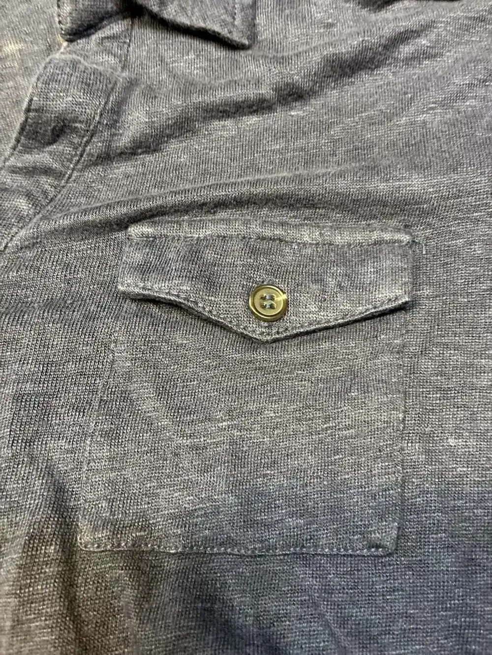 Gerard Darel Paris Long Sleeve Henley Button-Front Shirt with Dual Chest Pockets